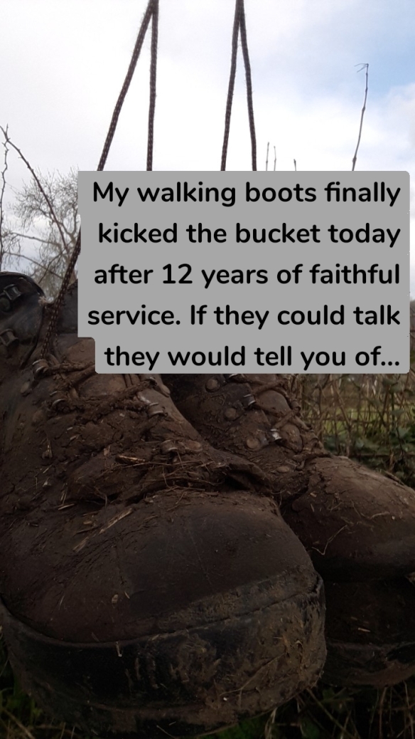 My walking boots finally kicked the bucket today after 12 years of faithful service. If they could talk they would tell you of... 

